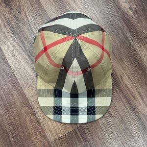 Burberry Beige and Red Checkered Hat